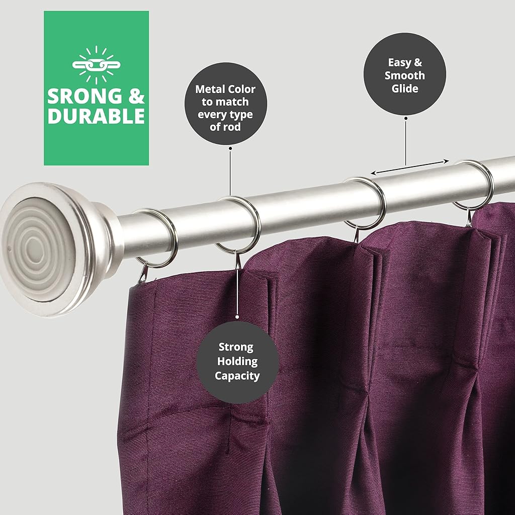 HASTHIP® 24PCS Metal Curtain Rings, 37mm Rustproof Iron Eyelet Hooks for Heavy Curtains, Smooth Gliding Durable Rings for Window, Bath, Office - Fits 30-35mm Rods (Silver) HASTHIP® 24PCS Metal Curtain Rings, 37mm Rustproof Iron Eyelet Hooks for Heavy Curtains, Smooth Gliding Durable Rings for Window, Bath, Office - Fits 30-35mm Rods (Silver)